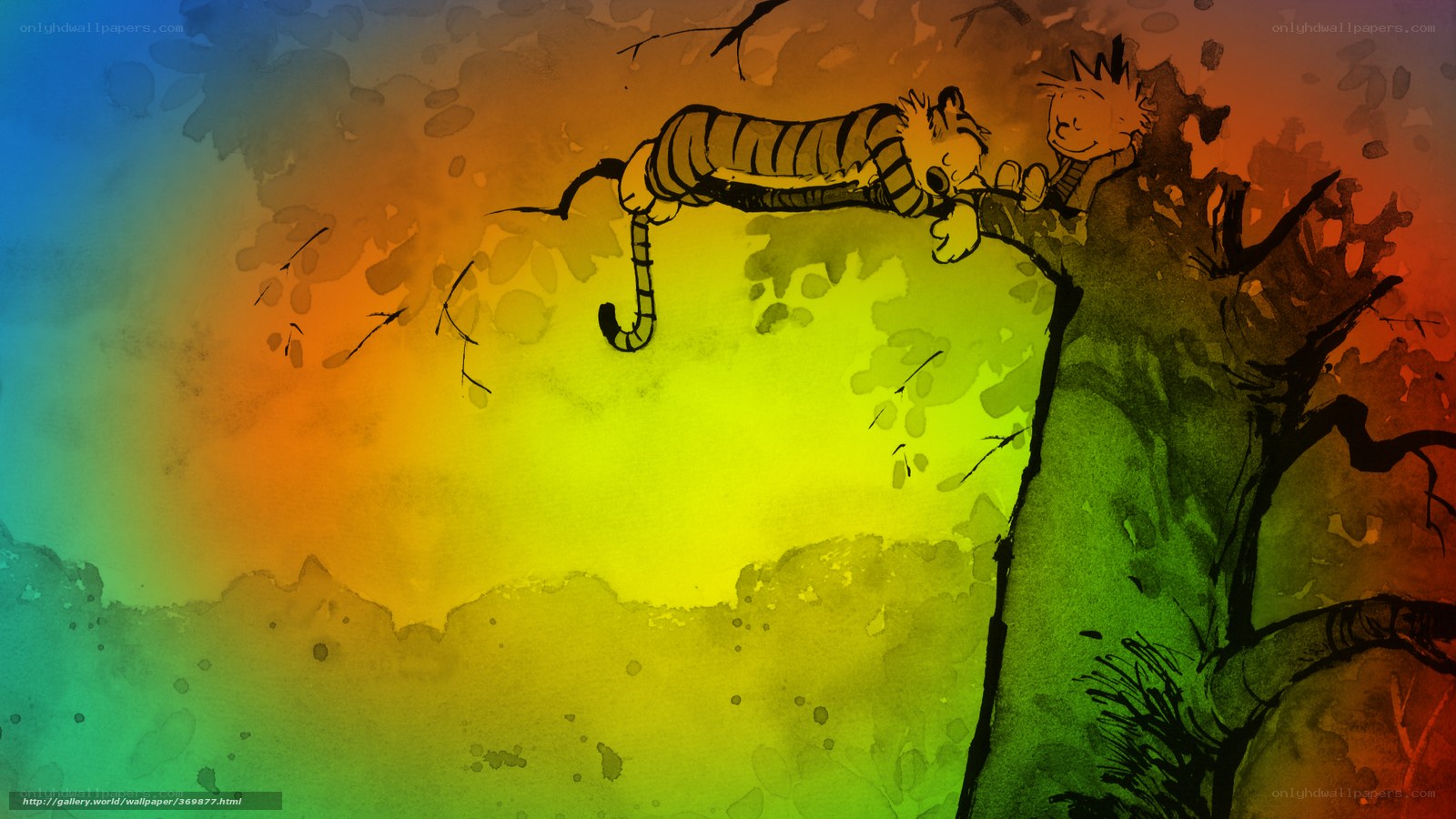 Calvin and Hobbes in a tree