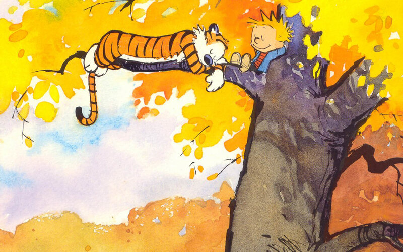 Calvin and Hobbes in autumn