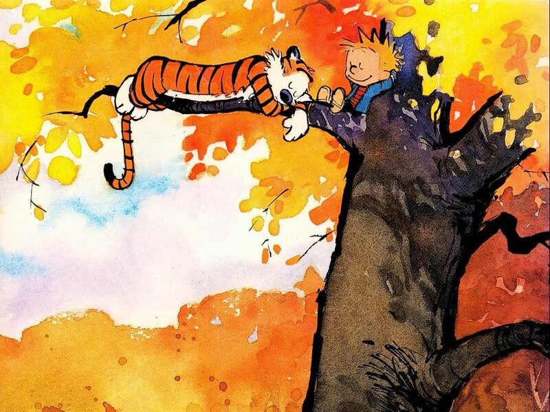Calvin and Hobbes in autumn