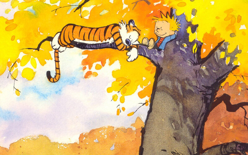 Calvin and Hobbes in autumn