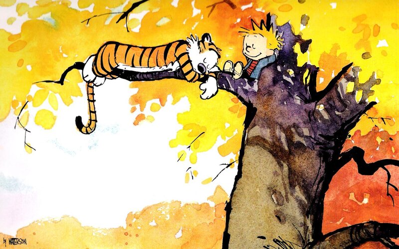 Calvin and Hobbes in autumn