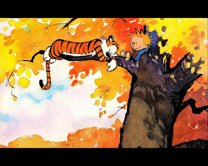 Calvin and Hobbes in autumn