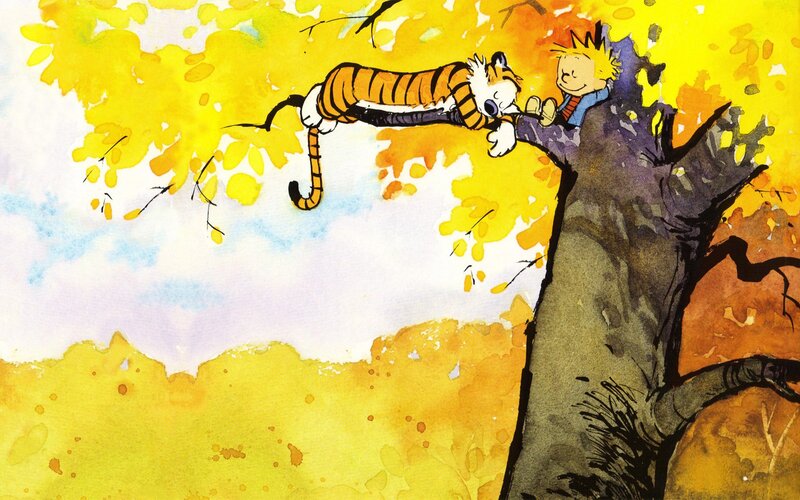 Calvin and Hobbes in autumn