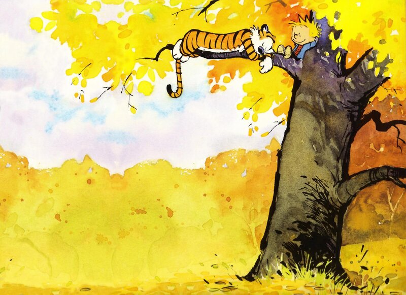 Calvin and Hobbes in autumn
