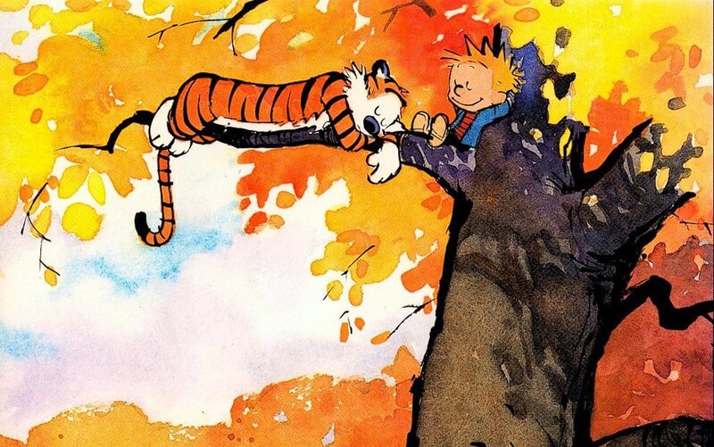 Calvin and Hobbes in autumn
