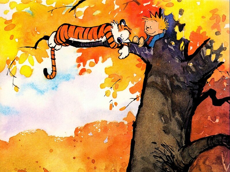 Calvin and Hobbes in autumn