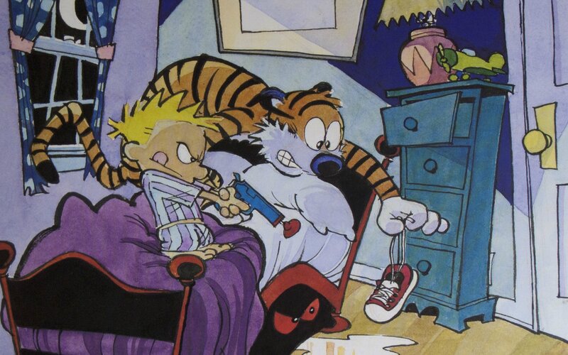 Calvin and Hobbes in Bed — Purple