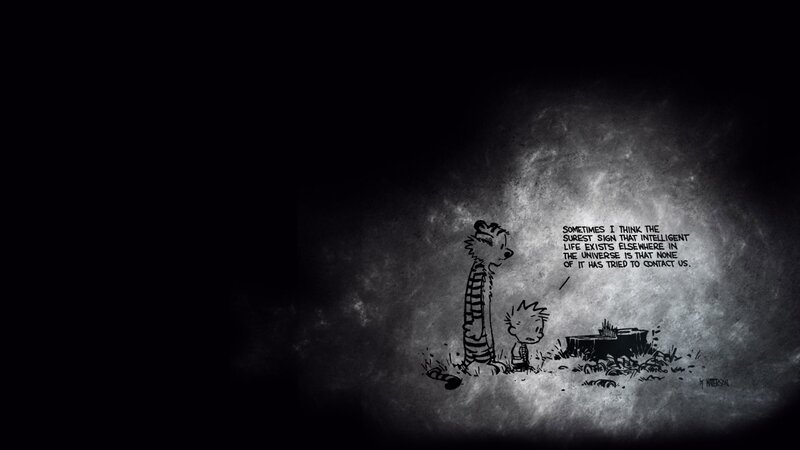 Calvin and Hobbes in Forest — Black