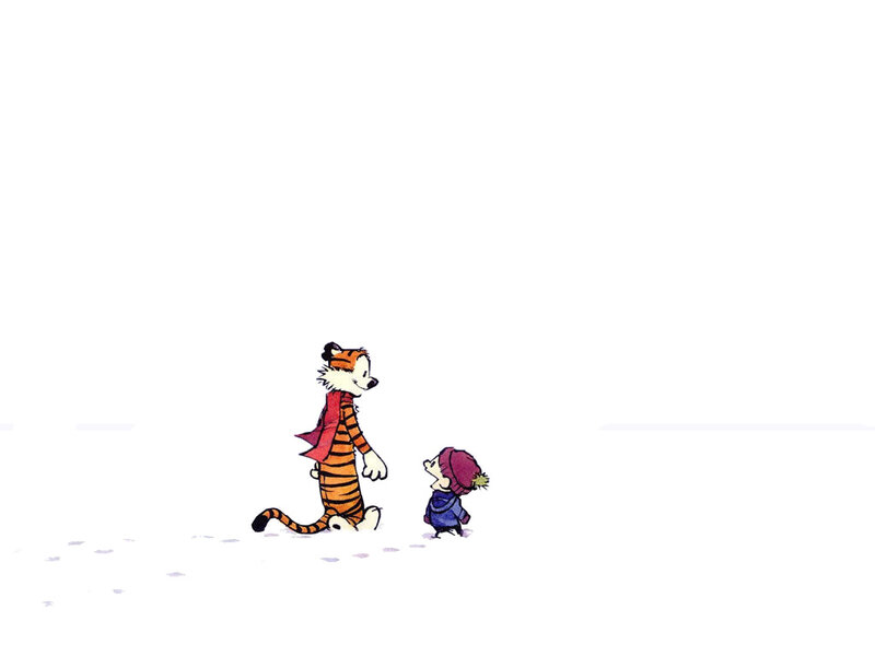 Calvin and Hobbes in snow