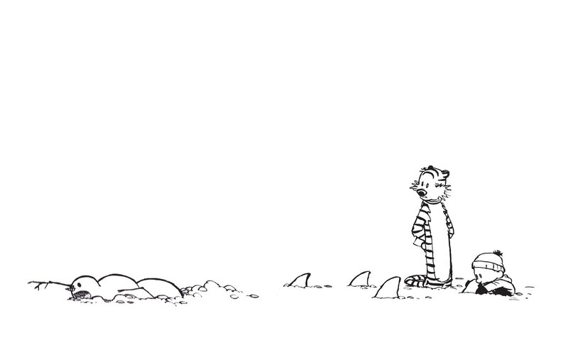 Calvin and Hobbes in Snow — Black