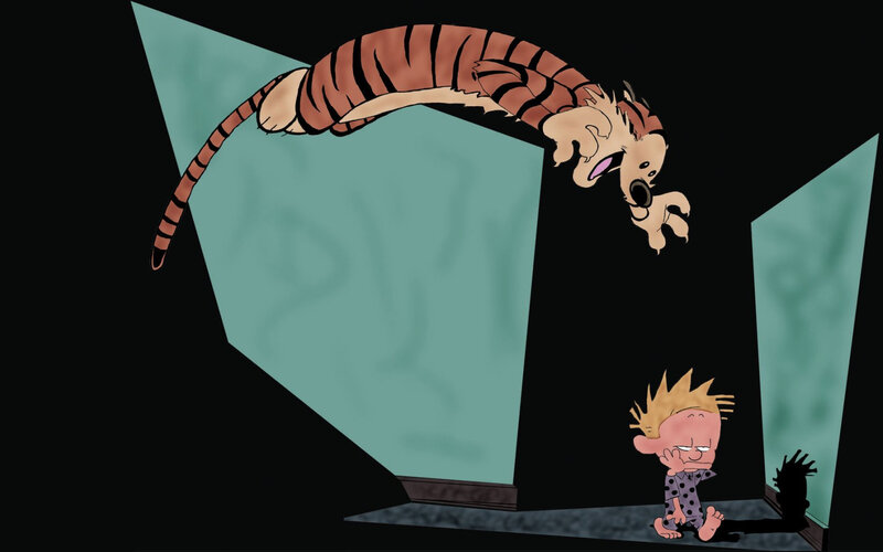 Calvin and Hobbes in the dark