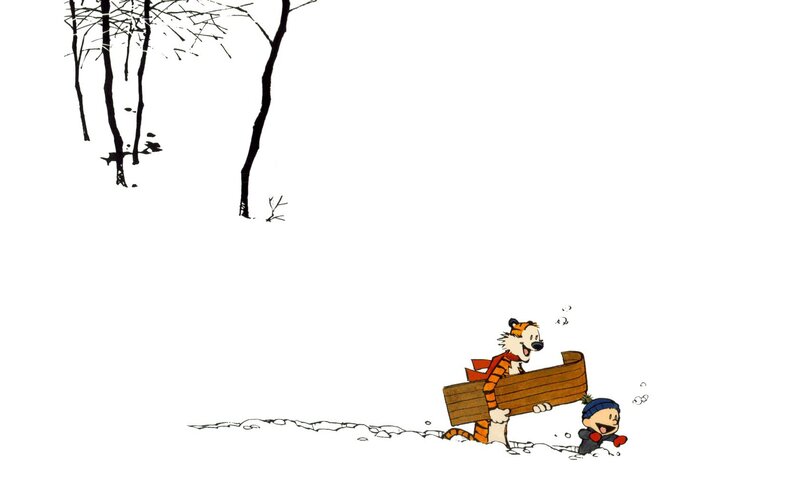 Calvin and Hobbes in the snow