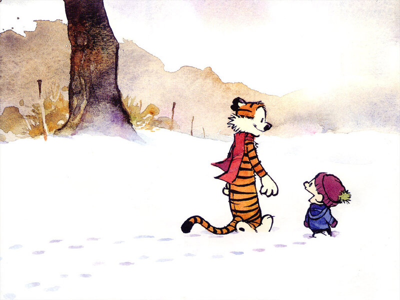 Calvin and Hobbes in the snow