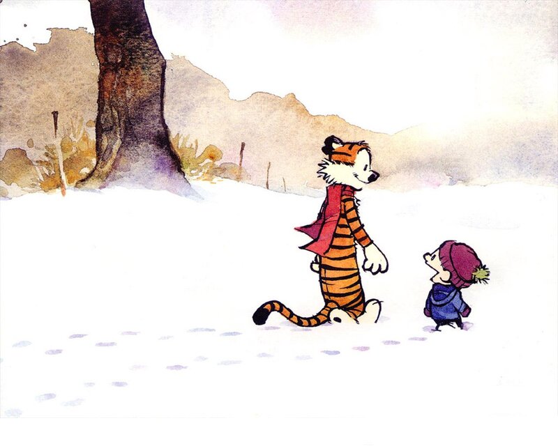Calvin and Hobbes in the snow