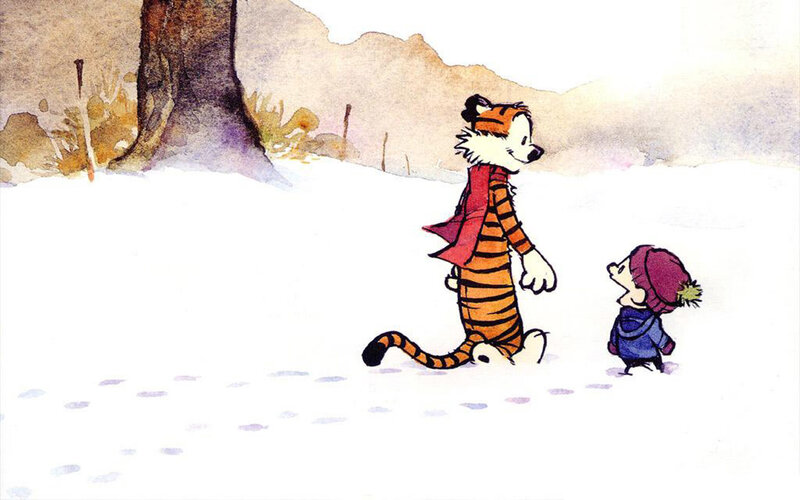 Calvin and Hobbes in the snow