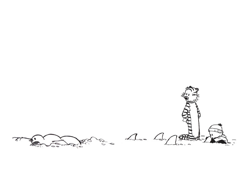 Calvin and Hobbes in the snow