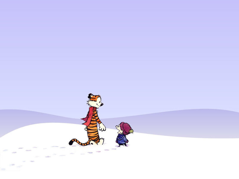 Calvin and Hobbes in the snow