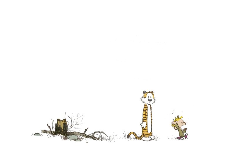 Calvin and Hobbes in the woods