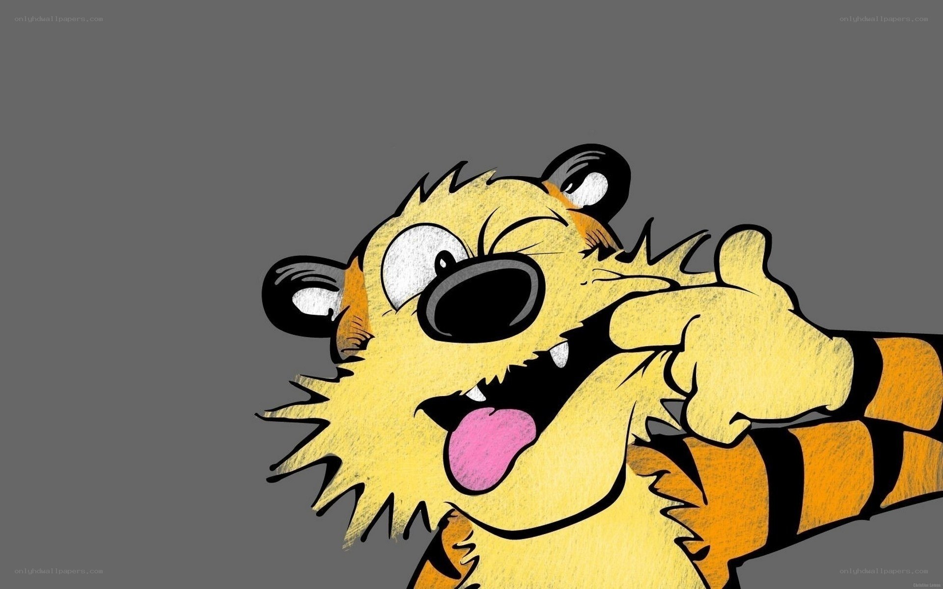 Calvin and Hobbes laughing