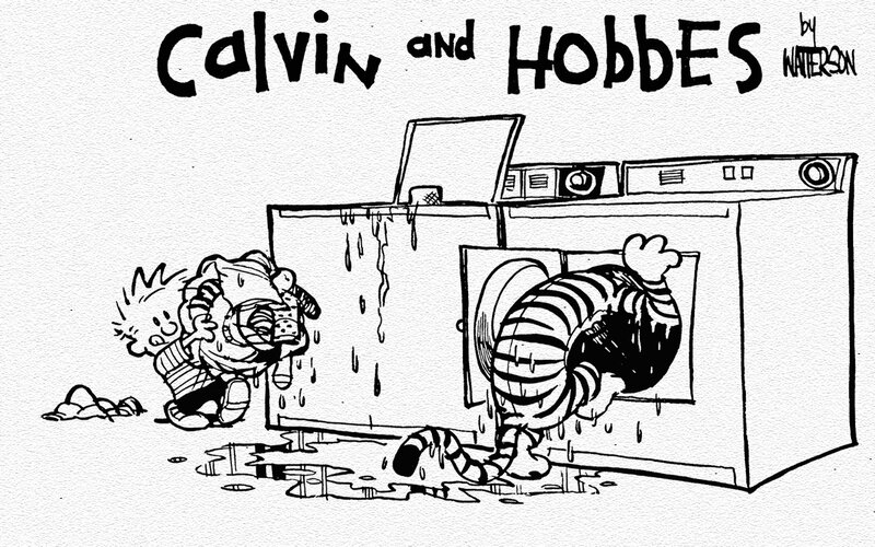 Calvin and Hobbes laundry chaos