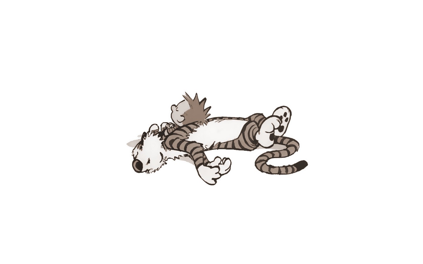 Calvin and Hobbes lying down
