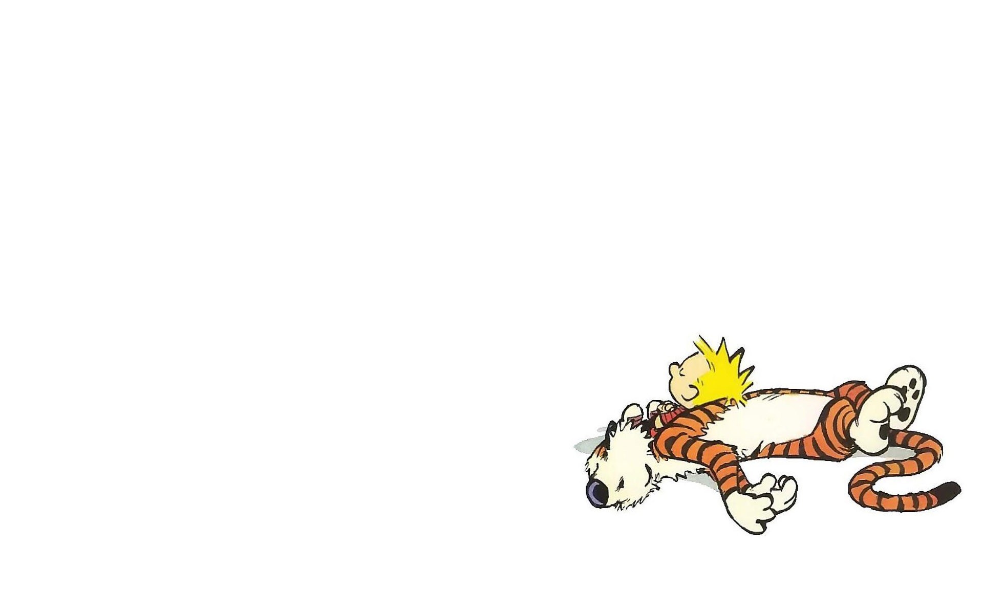 Calvin and Hobbes lying down