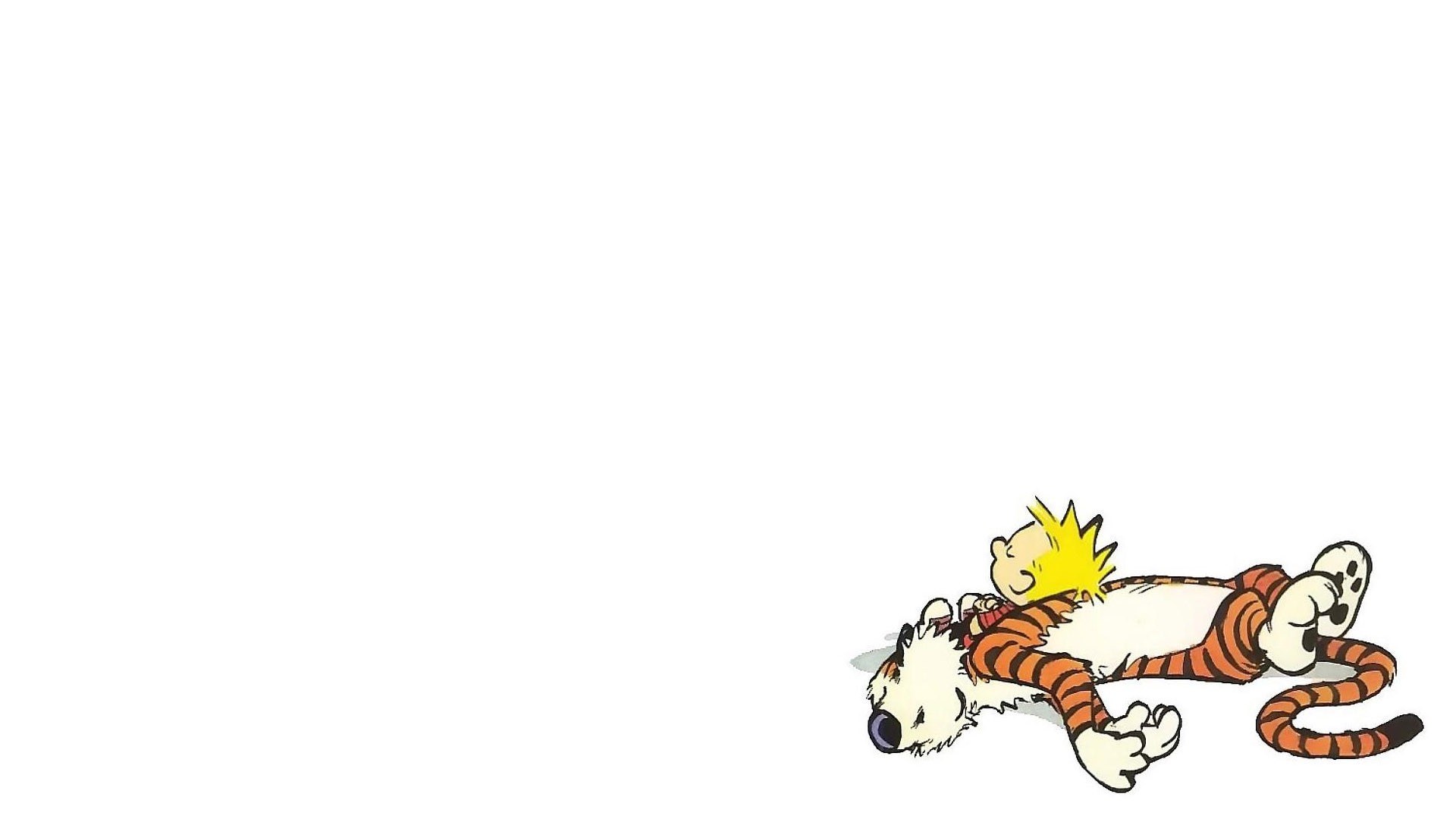 Calvin and Hobbes lying down