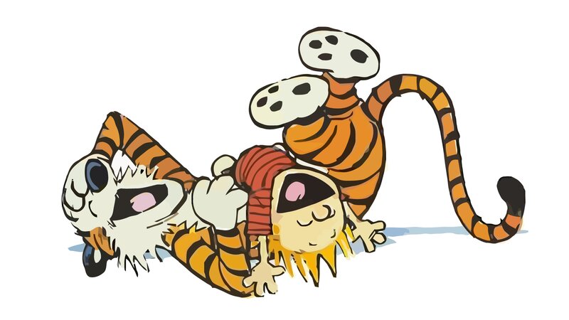 Calvin and Hobbes Lying Down — Orange