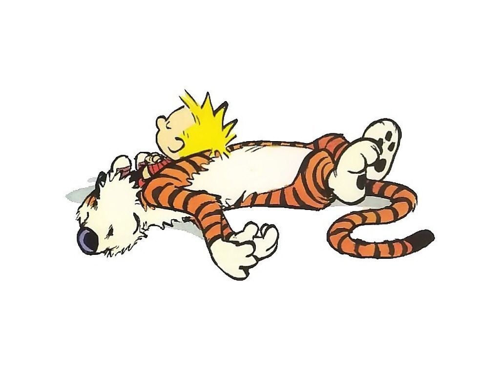 Calvin and Hobbes lying down