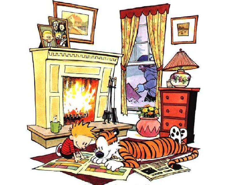 Calvin and Hobbes on Rug
