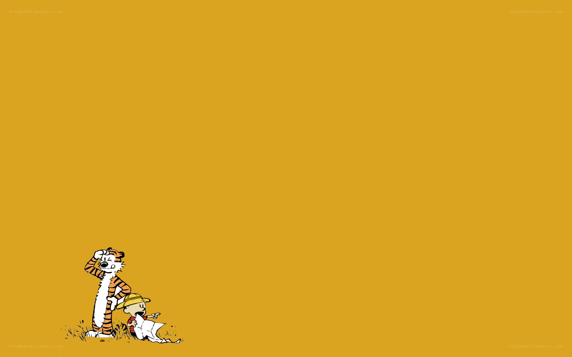 Calvin and Hobbes on yellow
