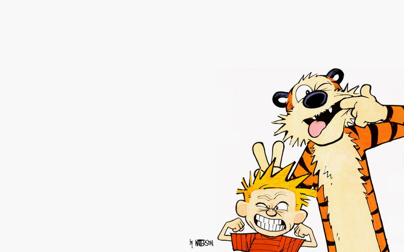 Calvin and Hobbes playful moment