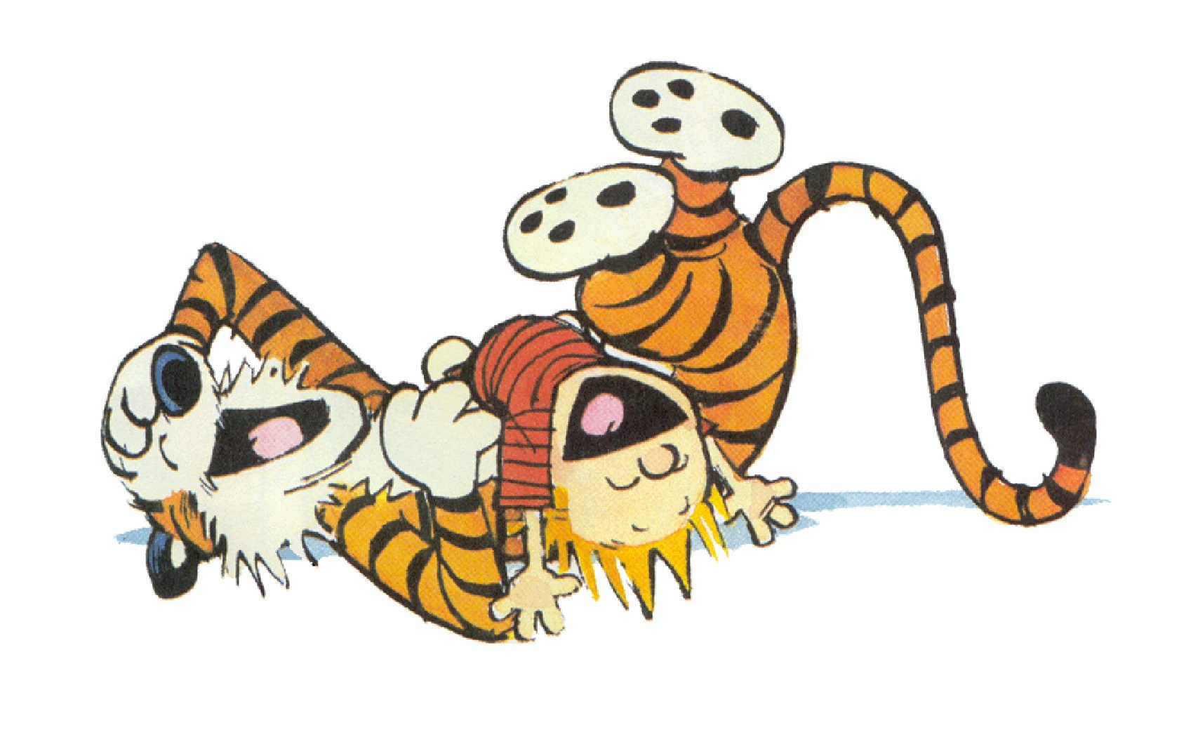 Calvin and Hobbes playing