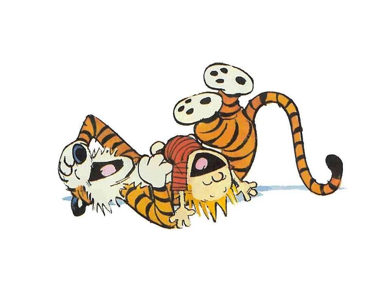 Calvin and Hobbes playing