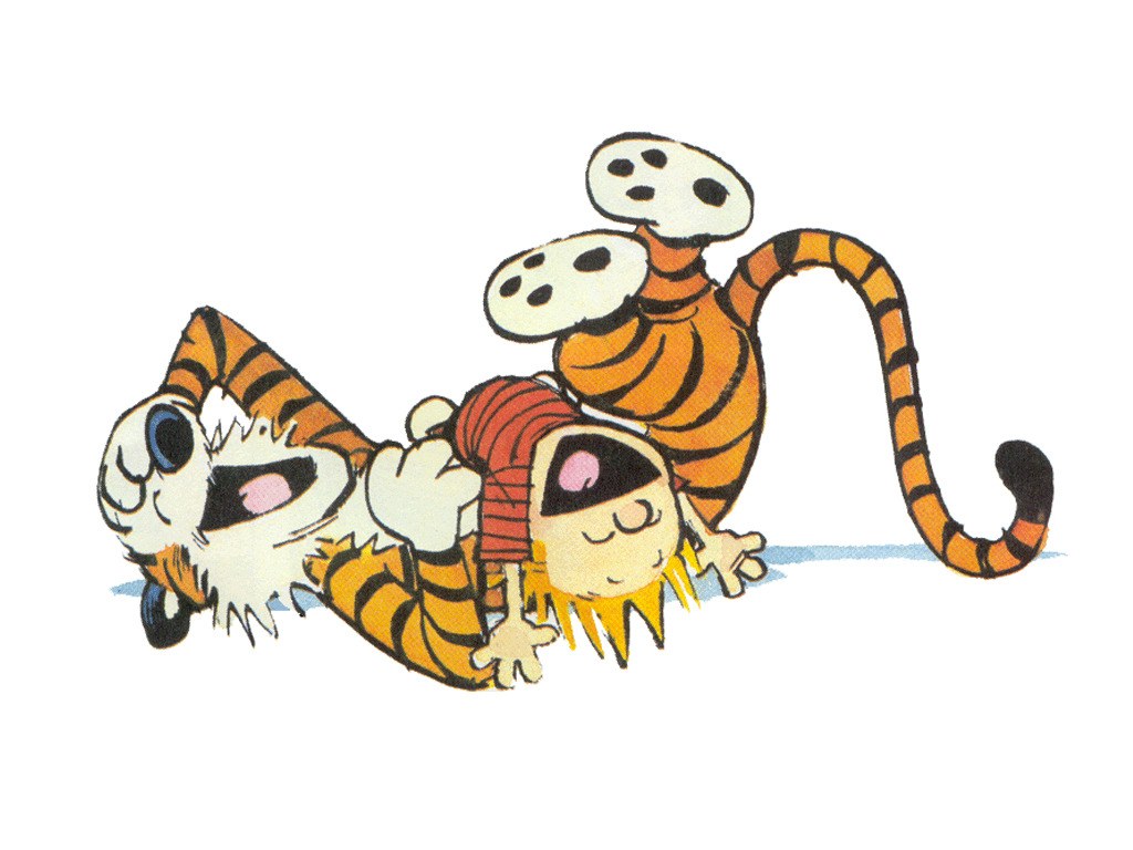Calvin and Hobbes playing