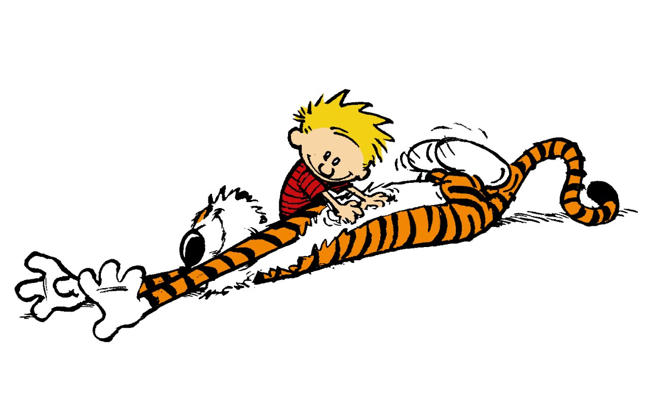Calvin and Hobbes playing