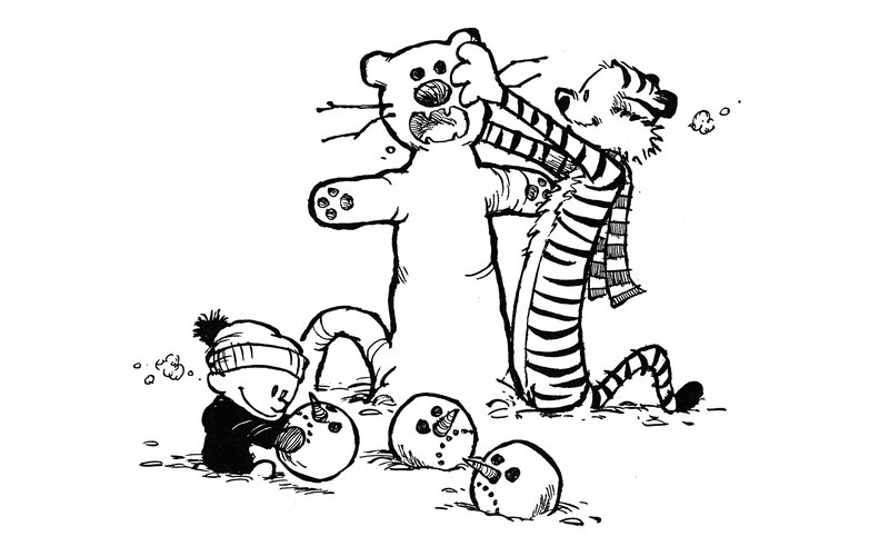 Calvin and Hobbes Playing — Black