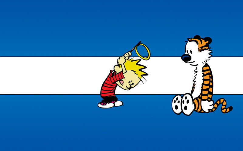Calvin and Hobbes playing tennis