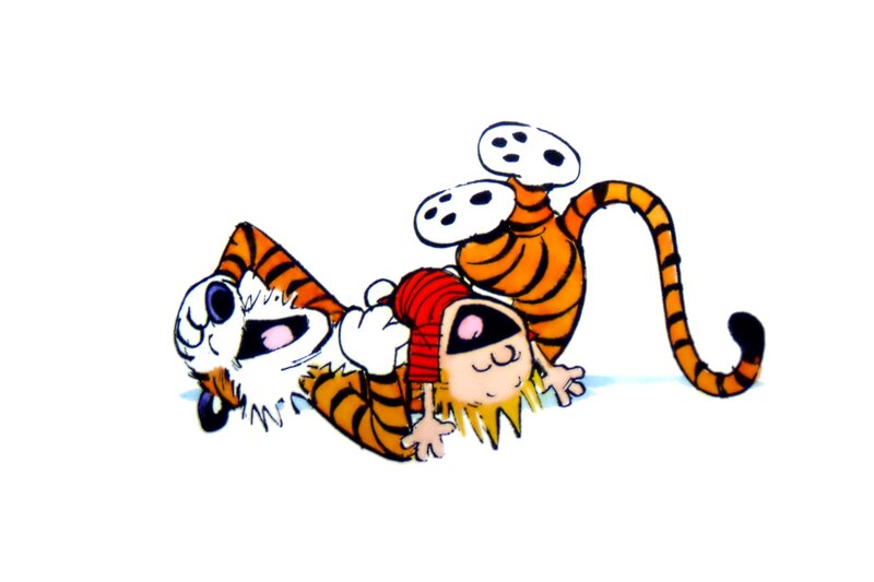 Calvin and Hobbes playing