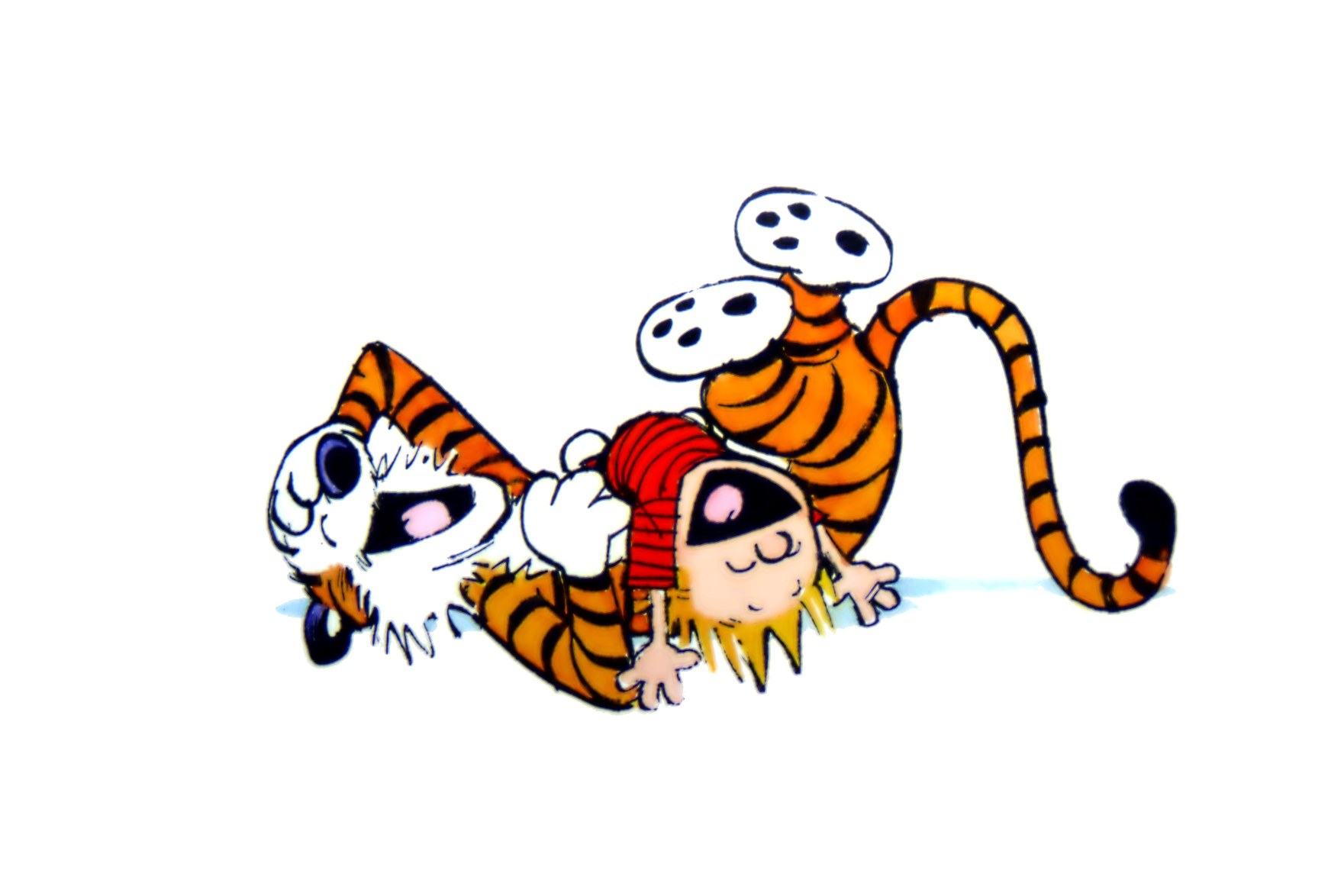 Calvin and Hobbes playing
