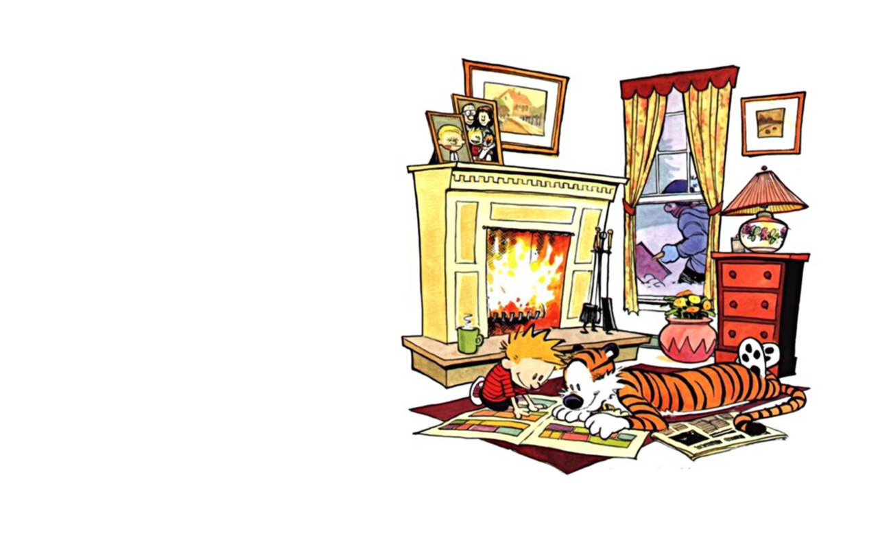 Calvin and Hobbes reading together