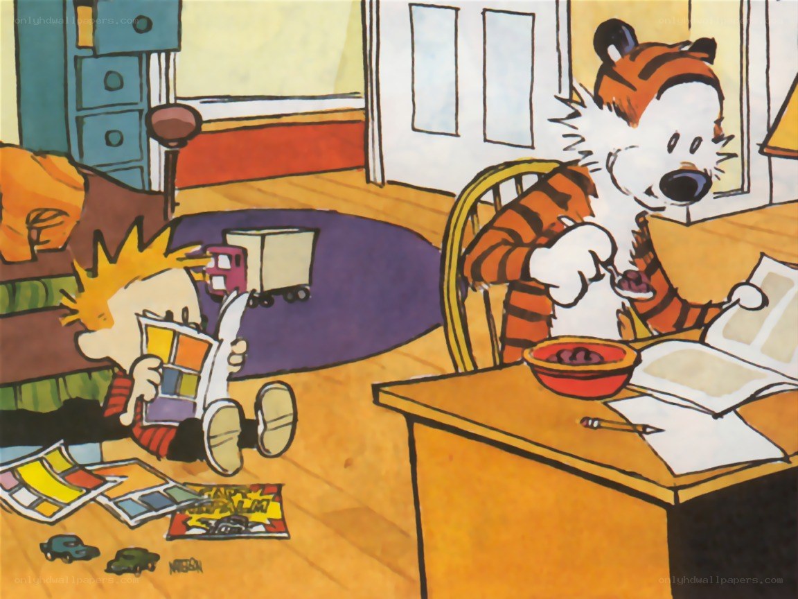 Calvin and Hobbes reading