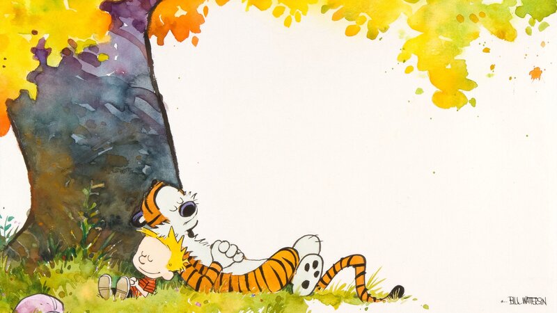 Calvin and Hobbes Resting — Yellow