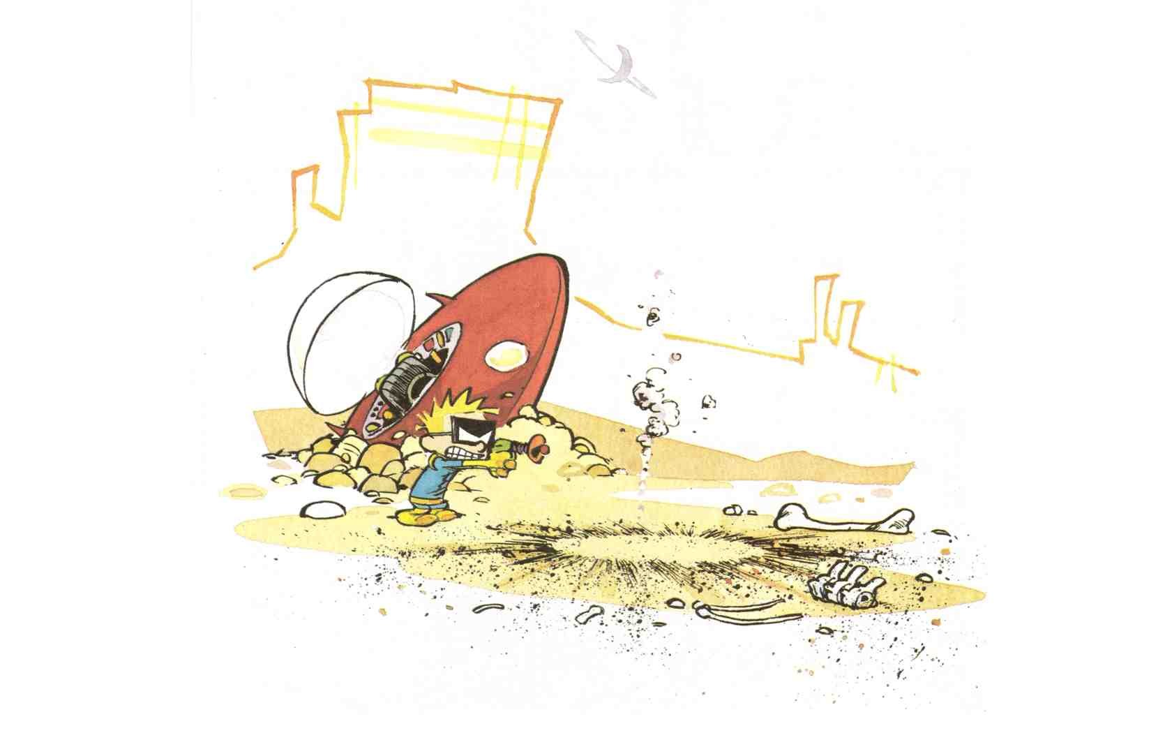 Calvin and Hobbes rocket crash
