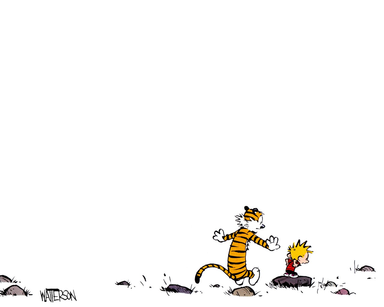 Calvin and Hobbes running