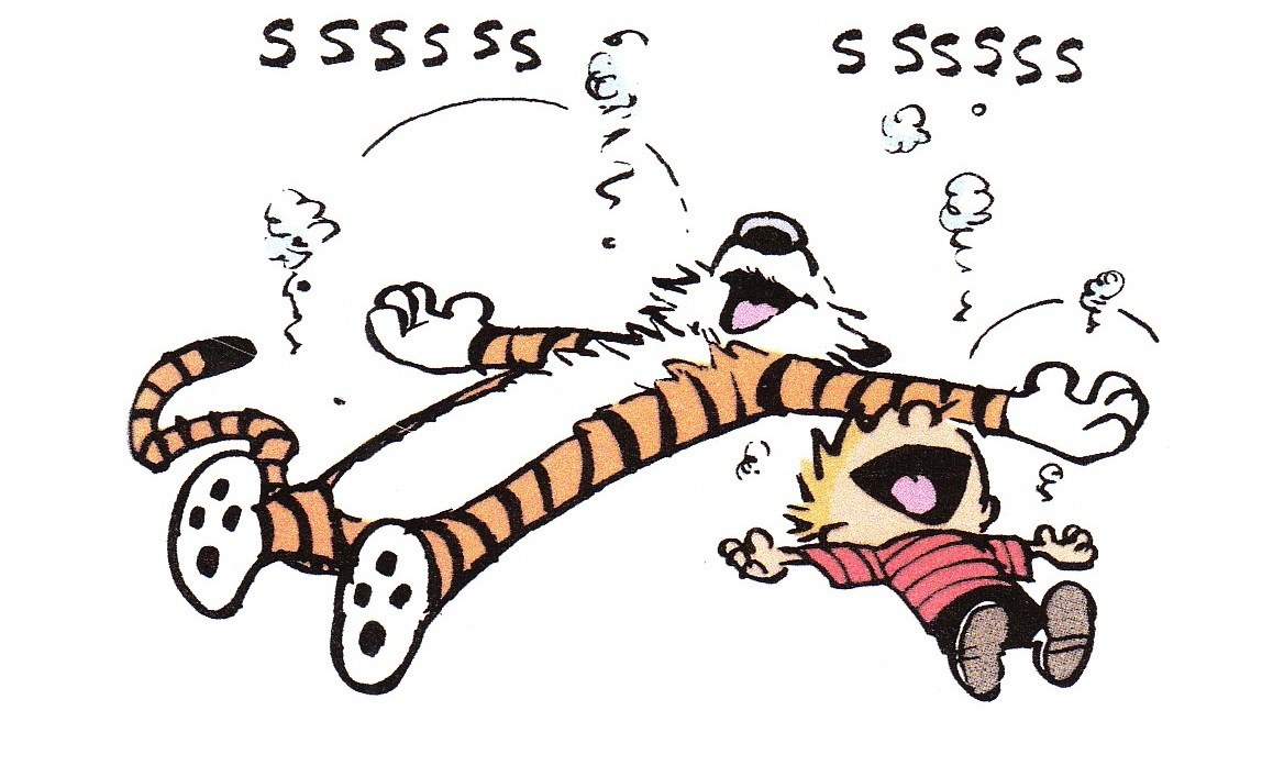 Calvin and Hobbes running