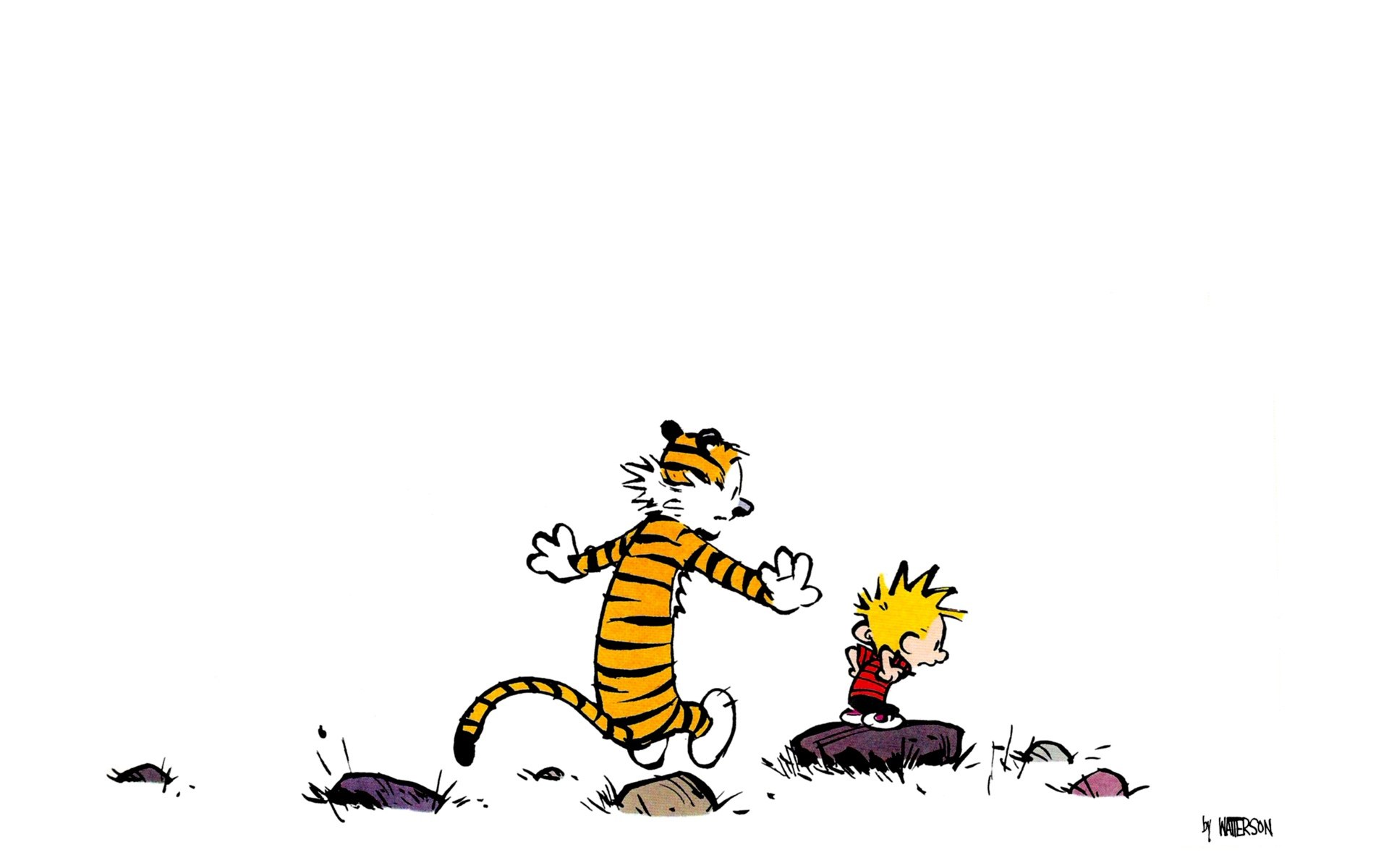 Calvin and Hobbes running