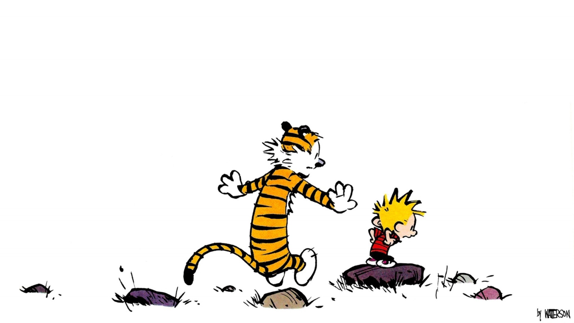 Calvin and Hobbes running