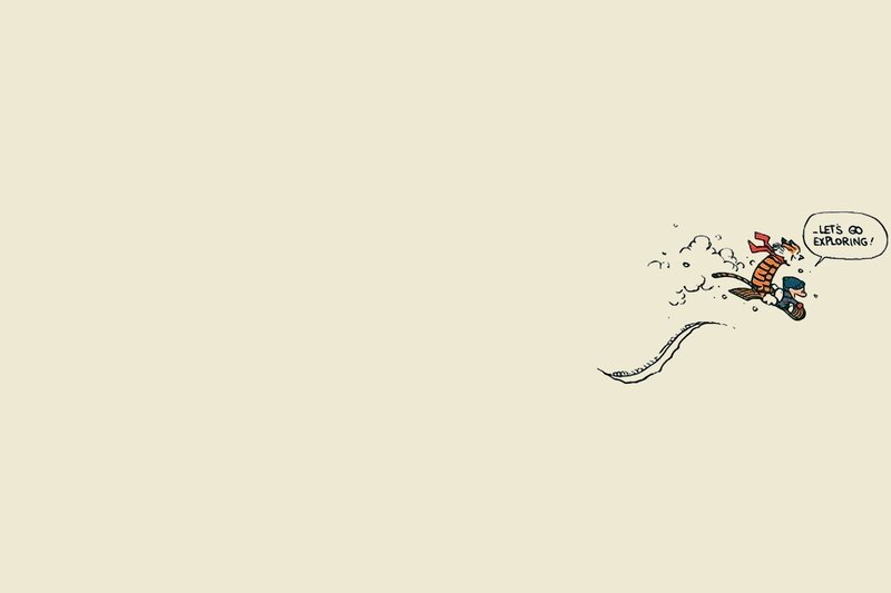 Calvin and Hobbes Running — Beige