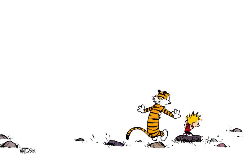 Calvin and Hobbes Running — Yellow